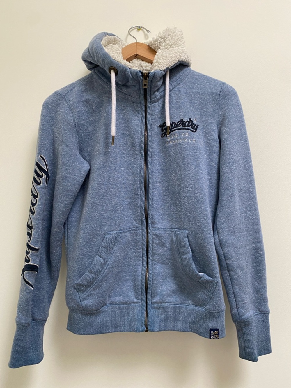 Superdry Light Blue Sherpa-Lined Zip Hoodie